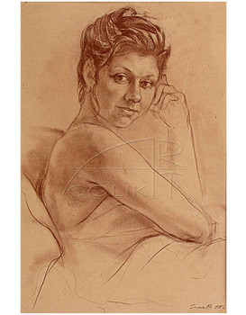 Портрет жены - быстрый рисунок сепией