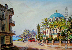Улица  с пансионатом  "Орбита" и с собором св. Николая