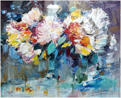 букет хризантем - живопись