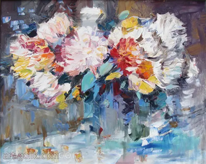 букет хризантем - живопись