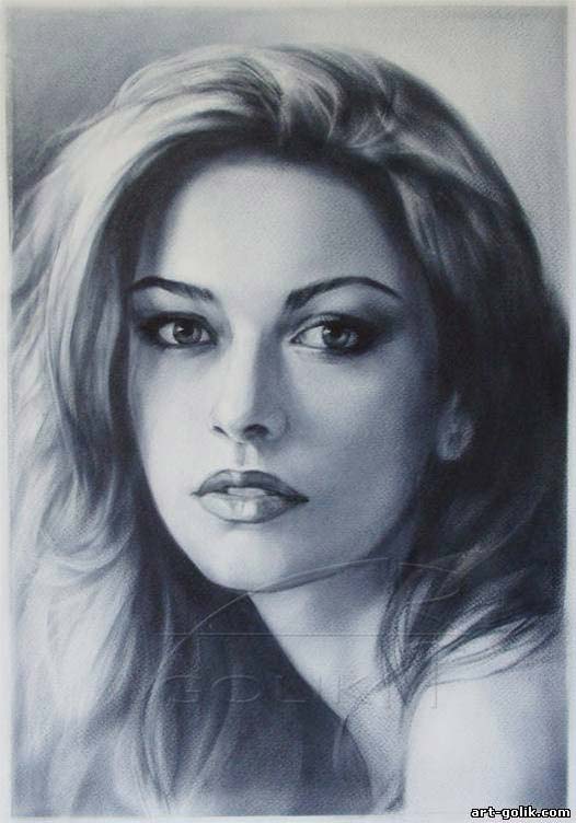 portrait of a girl by dry brush