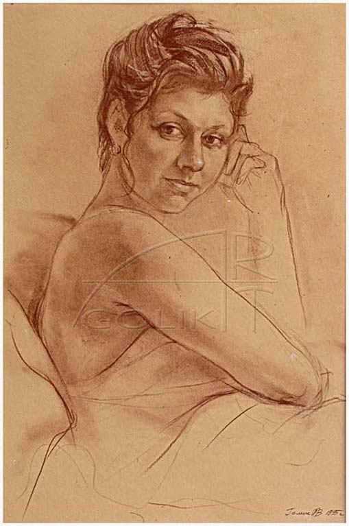 sepia portrait of his wife