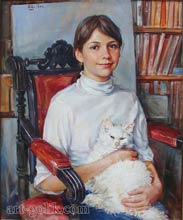 girl with a favorite cat